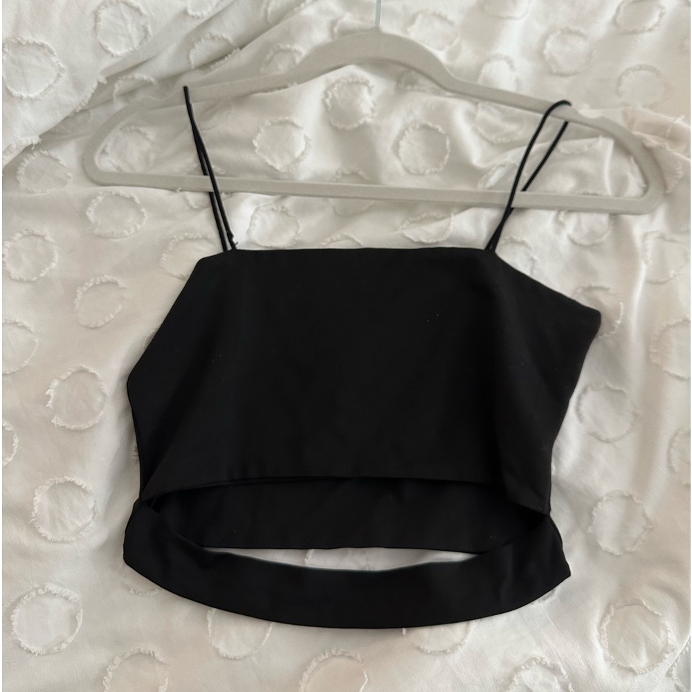 cute cropped tank with cut in the mid section